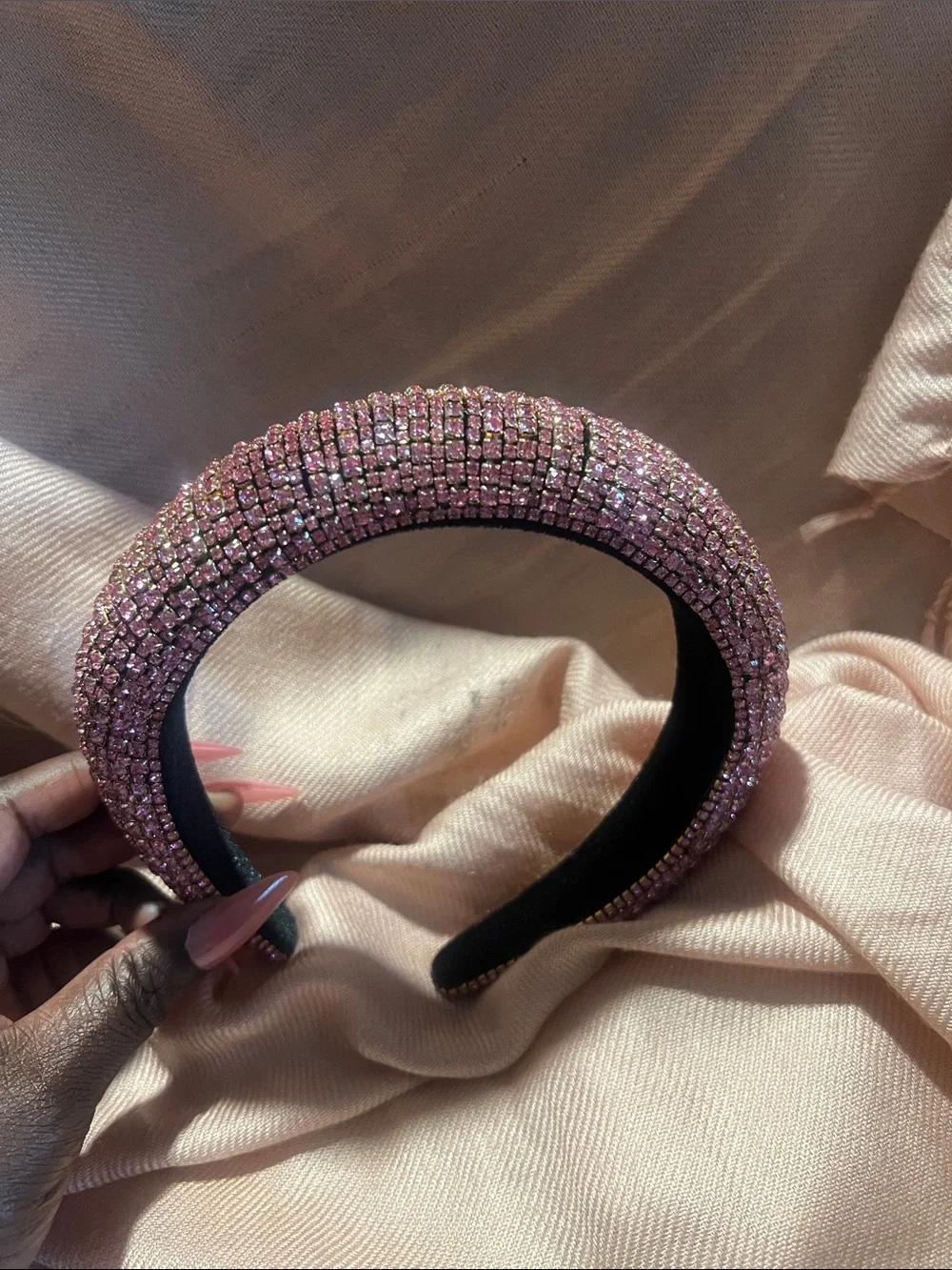 Sparkling Pink Crystal Padded Headband